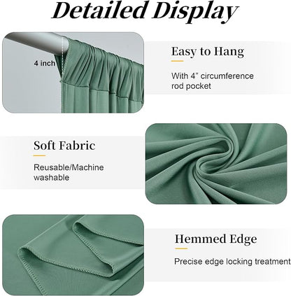 50ft x 12ft Grayish Green Backdrop Curtains - Image 5
