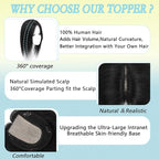 Hair Toppers for Women Real Human Hair, 360° 3D Toppers Pieces for Women with Thinning Crown Side Bangs 14 Inch Upgrade Big Basement (Black, 14 Inch Side Bangs)