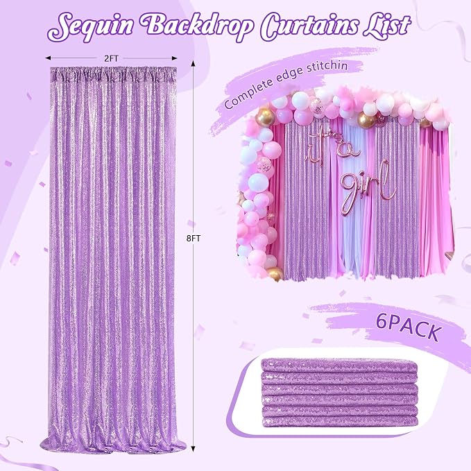 12ftx8ft Lavender Backdrop Curtains - Image 6