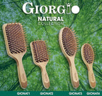 Giorgio Eco Friendly Wooden Bristle Hairbrush Set - Detangling Brush and Hair Growth Brush for Thick or Long Hair - Paddle Hair Brush with Anti Static Beechwood and Silicone Massage Cushion