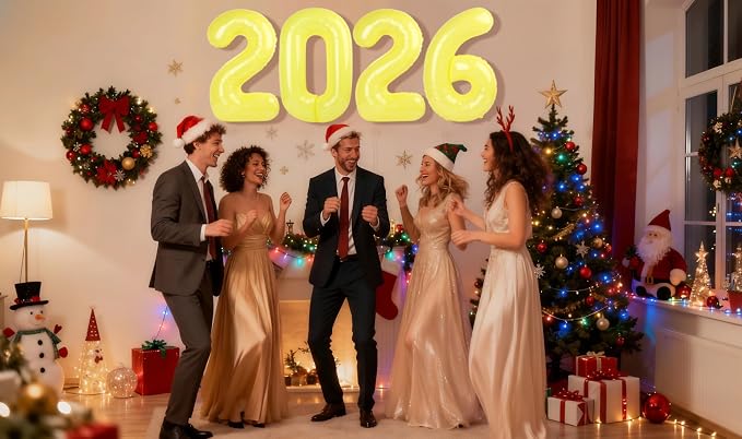Yellow 2026 Number Balloon 40 Inch, Foil Balloons 2026 New Years Eve Party - Image 3