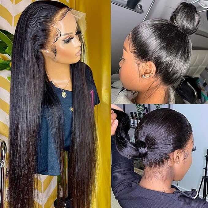 Lemoda Full 13x6 SKINLIKE Real HD Lace Wigs Straight Virgin Human Hair 20inch 200% Density 13x6 Full Lace Frontal Wigs Invisible 0.1mm Ultra-thin Frayed Ends Lace Front Wig Pre Plucked Tiny Knots