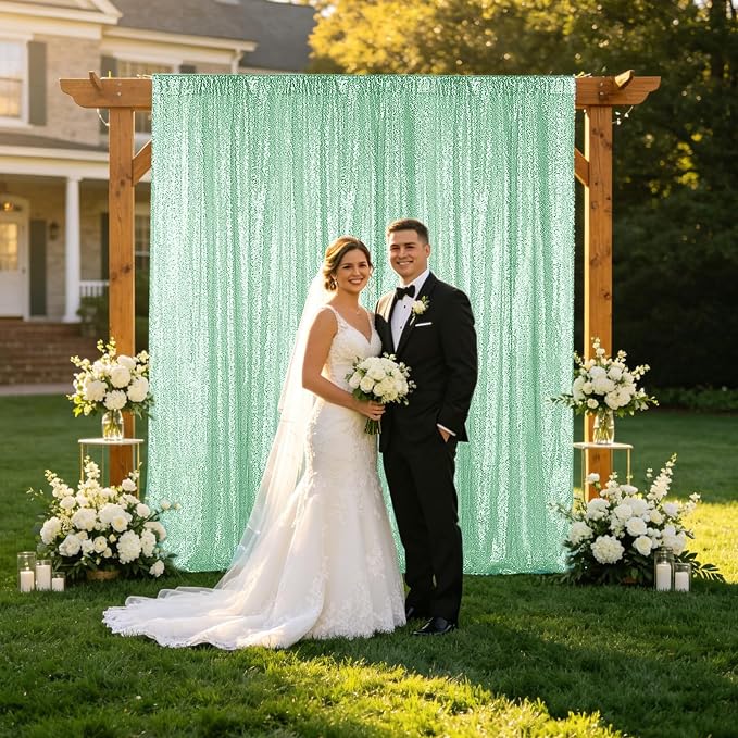 Sugargirl Mint Green Sequin Backdrop Curtain 6 Panels 2FTx8FT Glitter Mint - Image 8