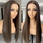 Chocolate Brown Lace Front Wig, 13x4 Synthetic Lace Wigs Pre Plucked 26inch Long Straight Glueless Dark Brown Wig For Black Women Beginner Friendly Suitable For Everyday Wear