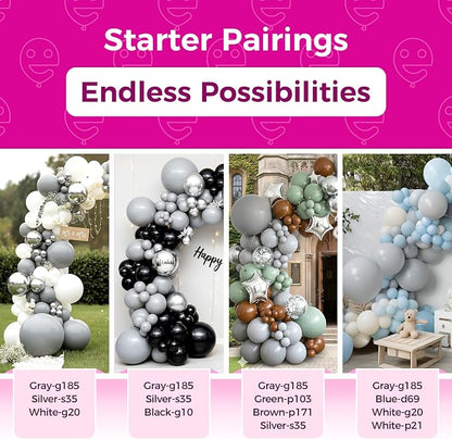 Bezente Gray Giant Latex Round Balloons 36 Inch 8 Pack | Balloons Large Pastel - Image 4