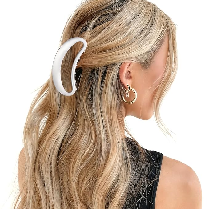 Sculpted Silver Claw Clip for Women Large Metal Hair Claw Clips Durable Nonslip Silver Hair Clamps for Women and Thinner Thick Hair Styling Strong Hold Hair