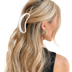Sculpted Silver Claw Clip for Women Large Metal Hair Claw Clips Durable Nonslip Silver Hair Clamps for Women and Thinner Thick Hair Styling Strong Hold Hair