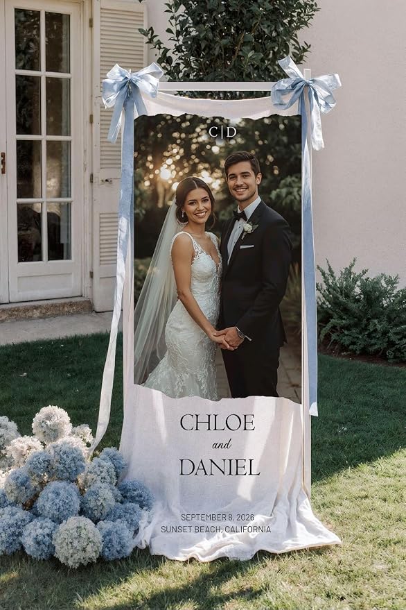 Wedding Welcome Sign Linen Personalized - Image 2