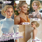 BARSDAR Short Blonde Ponytail Extension - 10 Inch Wavy Drawstring Ponytail Hair Extensions for Women - Synthetic Comb Clip in Ponytail Hairpieces Fake Pony Tails - Mixed Blonde & Bleach Tips