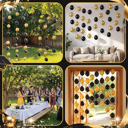 120 Pcs Graduation DIY Floating Black Gold Balloon Wall Kit 5 Inch Balloons - Image 6