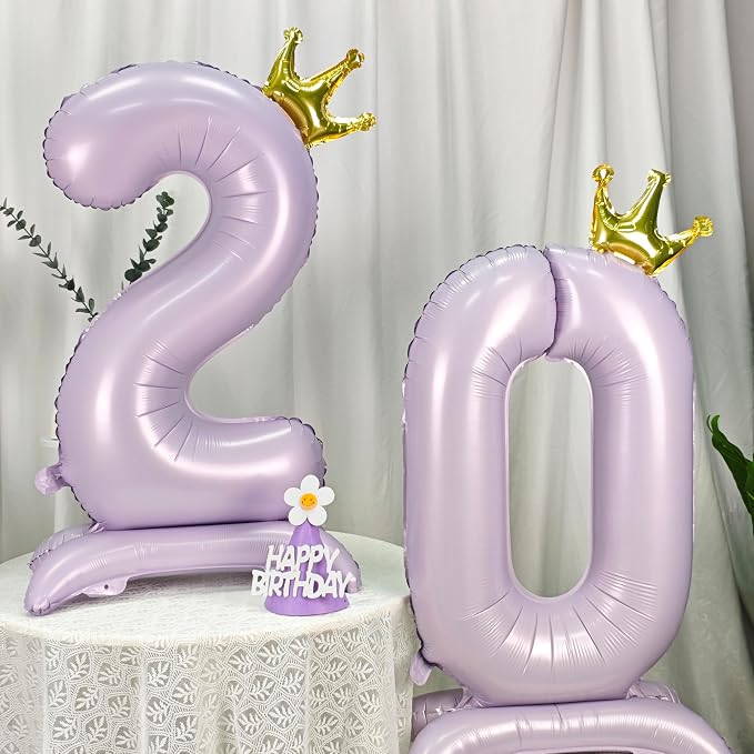 Standing Purple Crown Number 8 Balloon 40In Pastel Purple Crown 8 Balloon | - Image 5