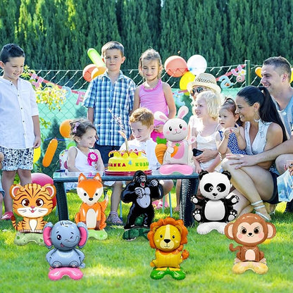 8-Piece 3D Foil Wildlife Balloon Set—Freestanding Jungle Animal Set: Lion - Image 7