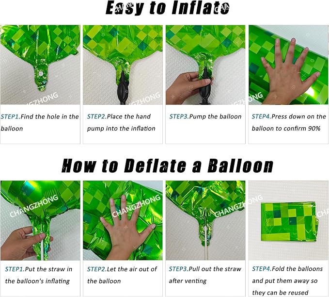 40 inch giant Green pixel miner game number 0 balloon | Large mining theme foil - Image 2