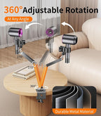 Desktop Hair Dryer Stand with Free Phone/Tablet Clip, Hair Dryer Stand Hands Free,Metal Material. Adjustable Hair Dryer Hanger for Vanity, Countertop, Bedside,Practical Gift for Elderly