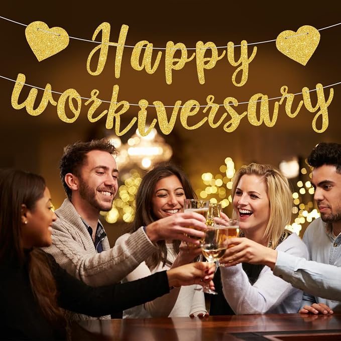 Gold Glitter Happy Workiversary Banner - Image 4
