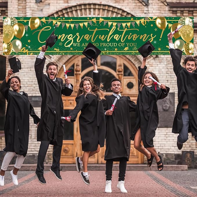 Graduation Decoration Banner Green and Gold Graduation 2026 Banner Sign Gold - Image 4