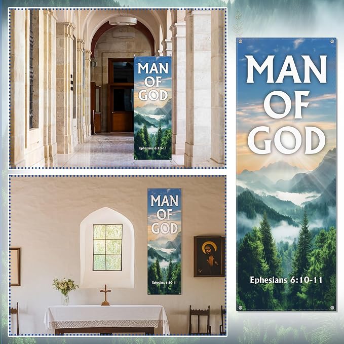Hahafelt Man of God Banner for Church Father's Day Christian Adjustable X-Stand - Image 4