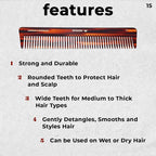 Hand-made European Swiss Tortoise comb #15 7 3/8"x 1 9/16"Inch Havana Brown Gold