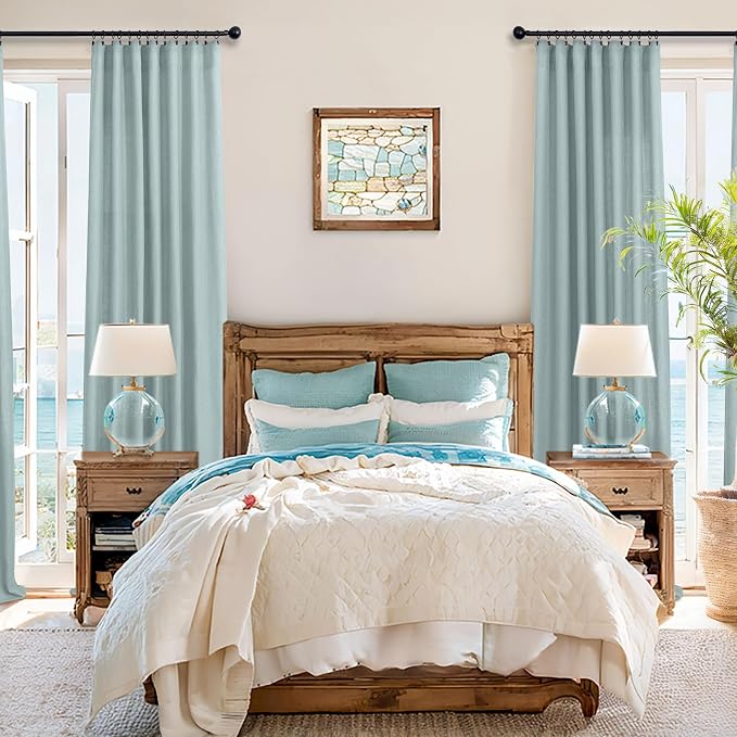 Seafoam Curtains 38 Inch Wide for Small Window 2 Panels Back Tab Rod Pocket - Image 6