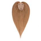 Hairro Human Hair Toppers Free Parted, 3.5x4.7" Base Hand-wovened 100% Real Hairpieces, with Invisible Clips-in for Women, for High Hairline/Adding Volume on Top, 12 Inch Blondish Brown