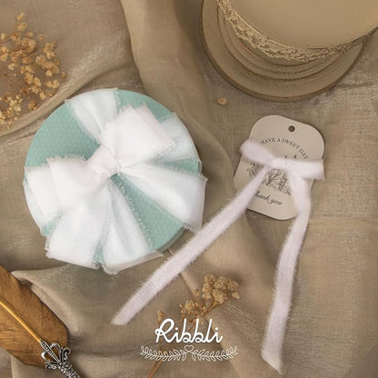 Ribbli 3 Rolls White Ribbon 5/8 Inch x 18Yards Handmade Cotton Frayed Fringe - Image 5
