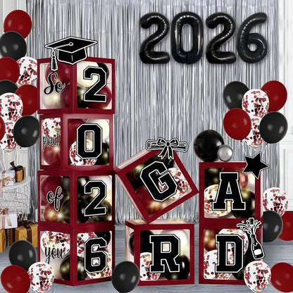 2026 Graduation Balloon Boxes Decorations – Clear Balloon Box Stack - Image 3
