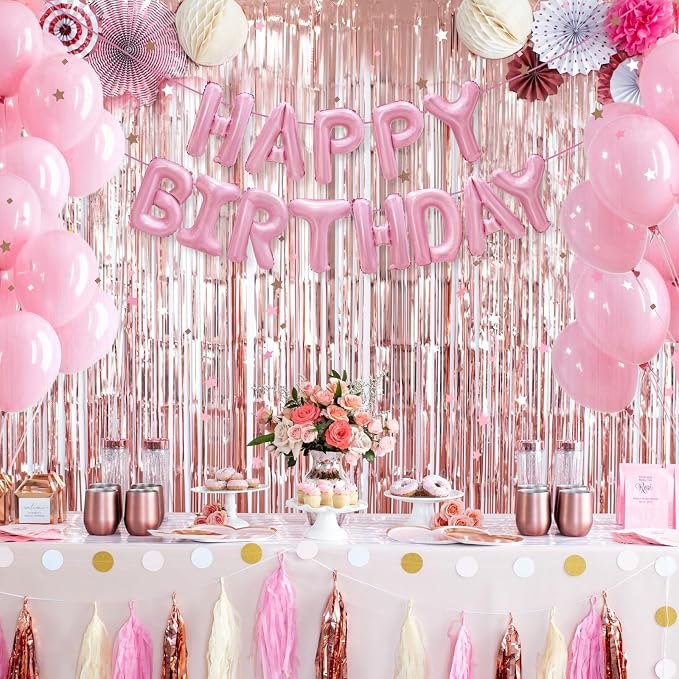 Pink Happy Birthday Balloon Banner Decorations 16 inch - Image 5