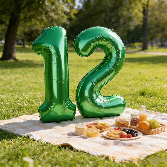 Number 12 Balloons 40 Inch for 12 21 Birthday Party Decorations, Dark Green | - Image 3