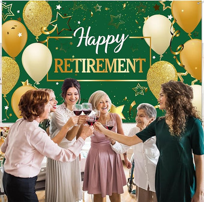 Blulu Retirement Party Decorations, Extra Large Fabric Retire Sign Banner Photo - Image 5