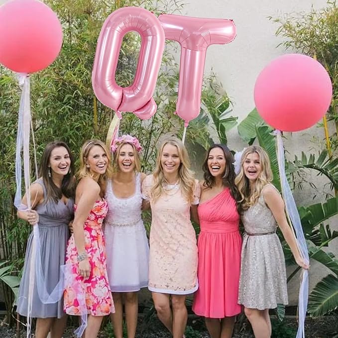 TONIFUL 40 Inch Large Pink Letter T Balloons Giant Foil Mylar Alphabet Balloon - Image 5