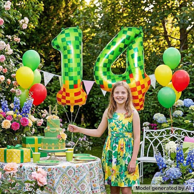 40 Inch Pixel Foil Number 14 Balloon - Image 5