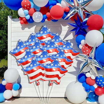12 Pcs 4th of July Balloons American Flag Star Balloons Red White and Blue Foil - Image 4