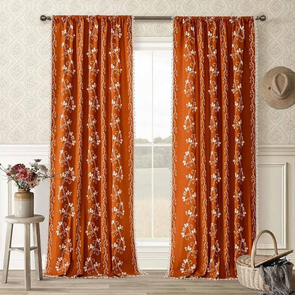 Boho Terracotta Curtains Farmhouse Curtains - Image 2