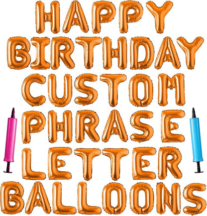 Happy Birthday Balloon Banner Custom Phrase Balloons letter 16 inch by LIOZEOKUN