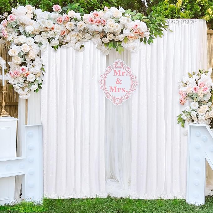 White Sequin Backdrop Curtains-6 Panels 2FTx8FT White Backdrop - Image 5