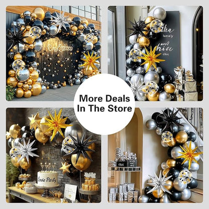 LOOLEY 137Pcs Black Gold and Silver Balloons Garland Arch Kit - Image 2
