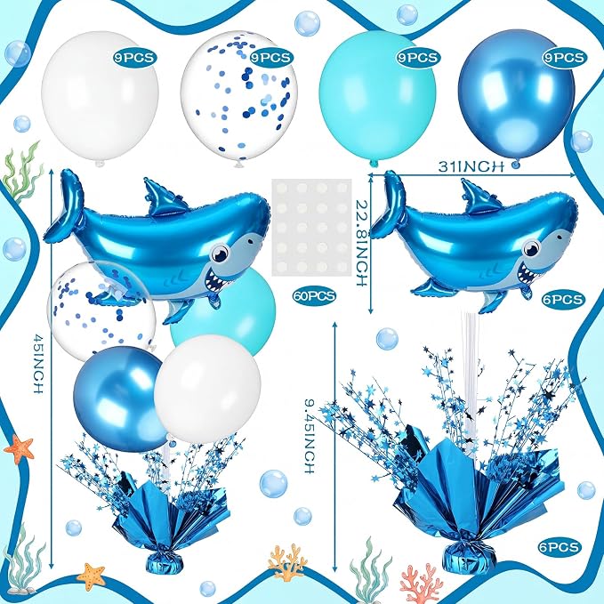 Civaner Shark Party Balloons Stand Kit 6 Sets, Fresh Colors - Image 3
