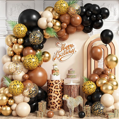 Black Gold Cheetah Print Balloon Arch Kit by vibzox