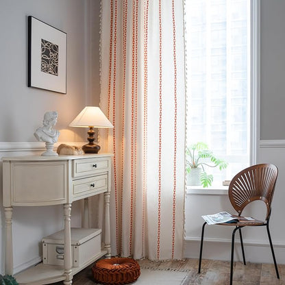 Sutuo Home Boho Curtains 90 Inches Long, Light Filtering Country Rustic Semi - Image 2