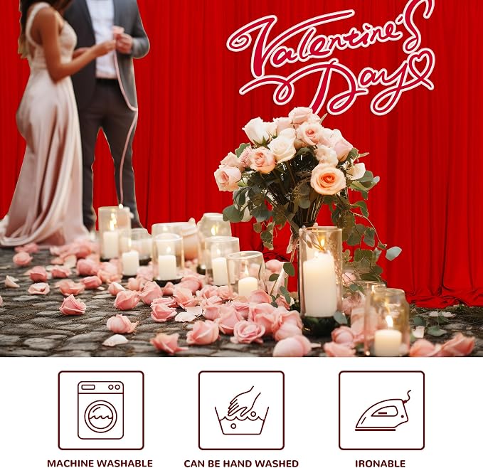 Red Backdrop Curtains for Party Christmas Day Wedding Ceremony Red Curtains - Image 7