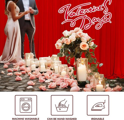 Red Backdrop Curtains for Party Christmas Day Wedding Ceremony Red Curtains - Image 7
