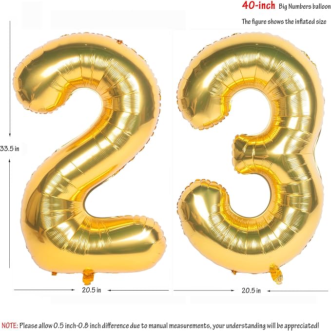 40 Inch gold Number Balloons 23 Helium Foil Mylar Balloon | Birthday Party - Image 2