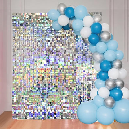 Ozikutech 24 Pcs Iridescent Silver Shimmer Wall Backdrop Panels by Ozikutech
