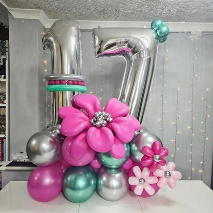 40 Inch 25th Birthday Balloons for Men, Mylar Self Inflating Silver 25 Balloon - Image 6