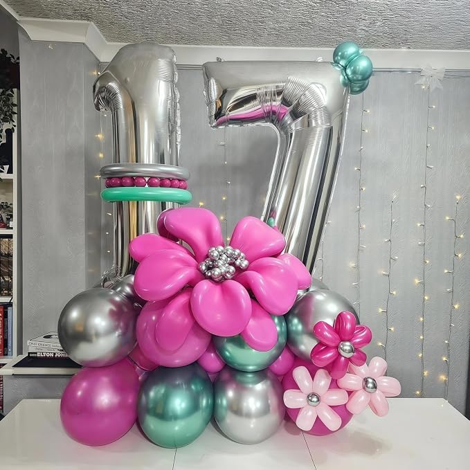 21 Balloons Number, Giant Silver Number 2 & 1 Helium Foil Balloon - Image 6