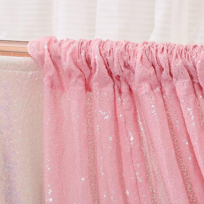 Poise3EHome Pink Sequin Backdrop, 10Ft x 10Ft Glitter Photography Background - Image 3