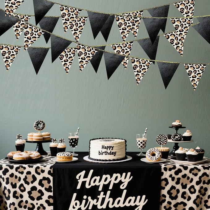 Leopard Black Pennant Banner Flag Hanging Paper Triangle Bunting - Image 7
