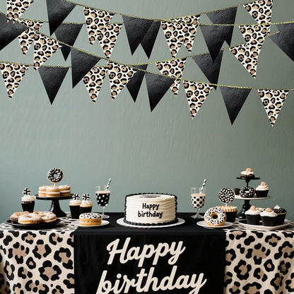 Leopard Black Pennant Banner Flag Hanging Paper Triangle Bunting - Image 7