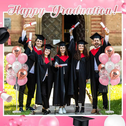 Kasyat 4 Set Pink and Rose Gold Graduation Balloons Stand High 53 Inch Class of - Image 6