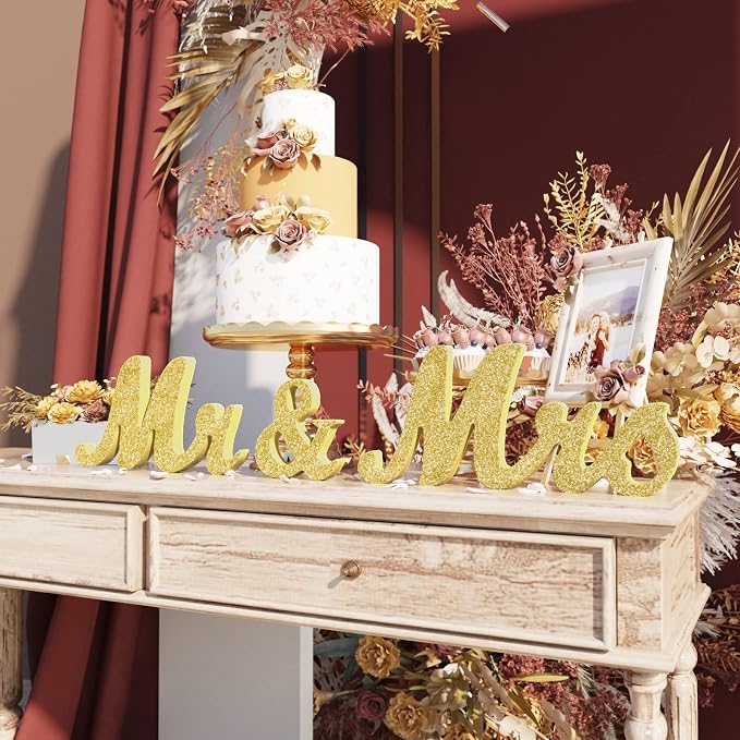 VIOPVERY Wooden Mr & Mrs Wedding Sign - Image 6